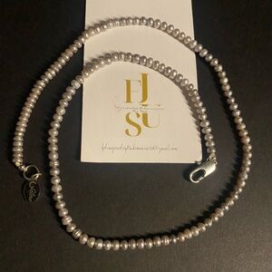 Hand strung rare Silver Pearls Necklace by FJSU